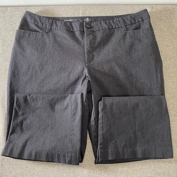 St. John's Bay Straight Leg Khaki Pants Women's 24W High Rise Gray Casual - Picture 3 of 13